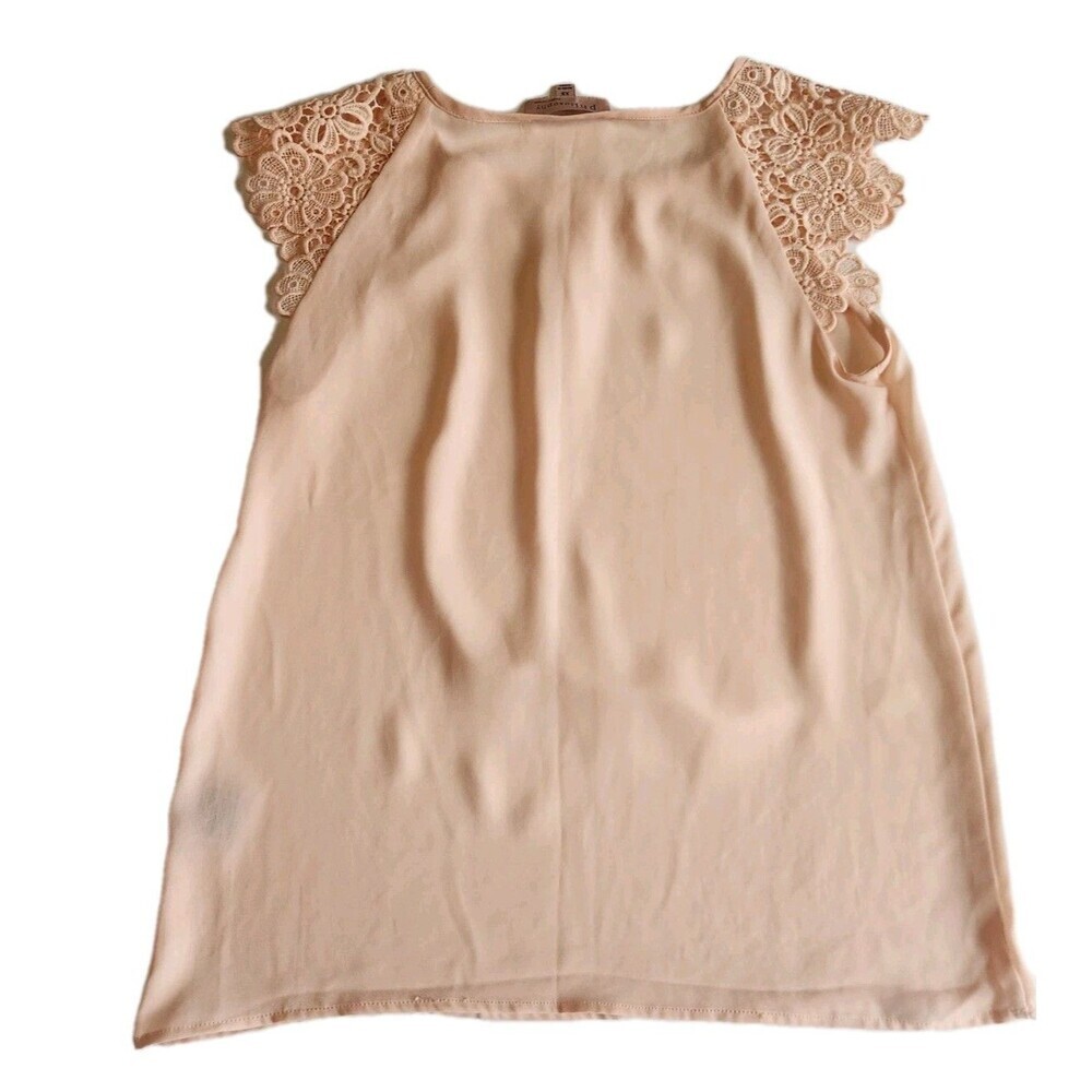 Philosophy Romantic Pink Shirt Short Flutter Sleeve Scoop Neck Size X-Small - Picture 7 of 8